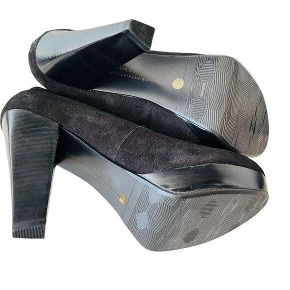 NWOT Chinese Laundry Black Suede Keep Up Platform Chunky Heel Pumps size 7.5. - Picture 8 of 8